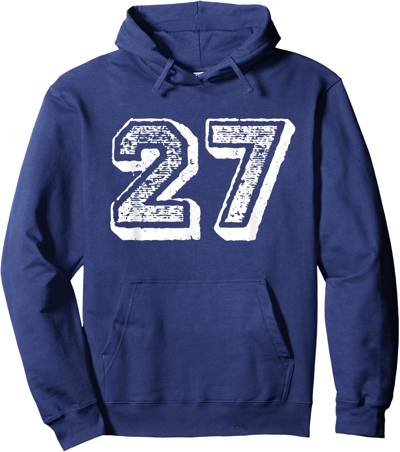 Number 27 Sports Jersey Player #27 Fan Front Print Vintage Hoodie - Hoodie | Navy