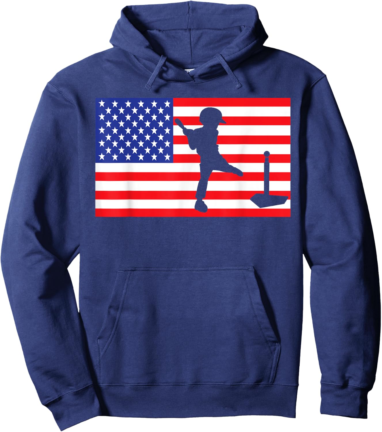 Ball Player USA American Flag Baseball 4th Of July Hoodie - Hoodie | Navy