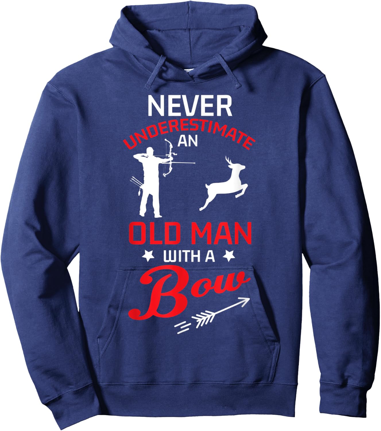 Never Underestimate An Old Man With A Bow Archery Men Gift Hoodie - Hoodie | Navy