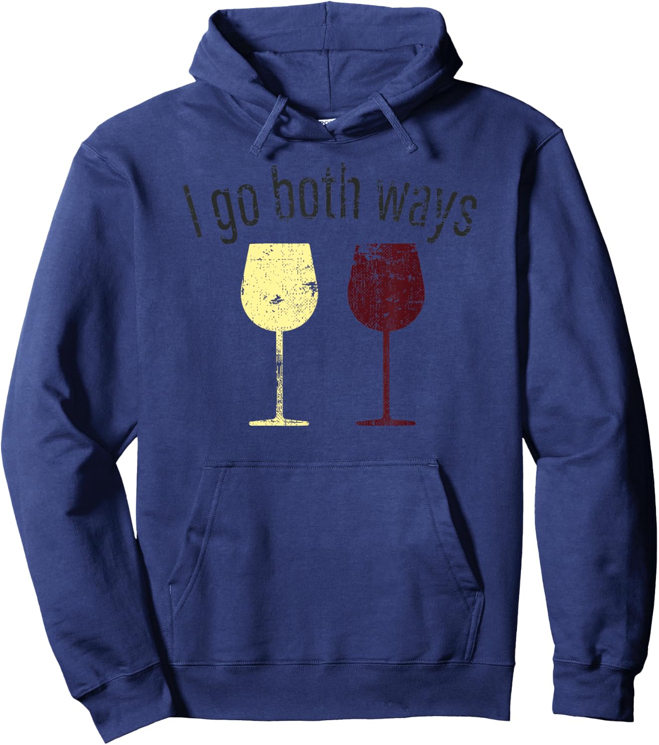 I Go Both Ways Wine Wino Drinkers Cute Novelty T Shirt Hoodie - Hoodie | Navy