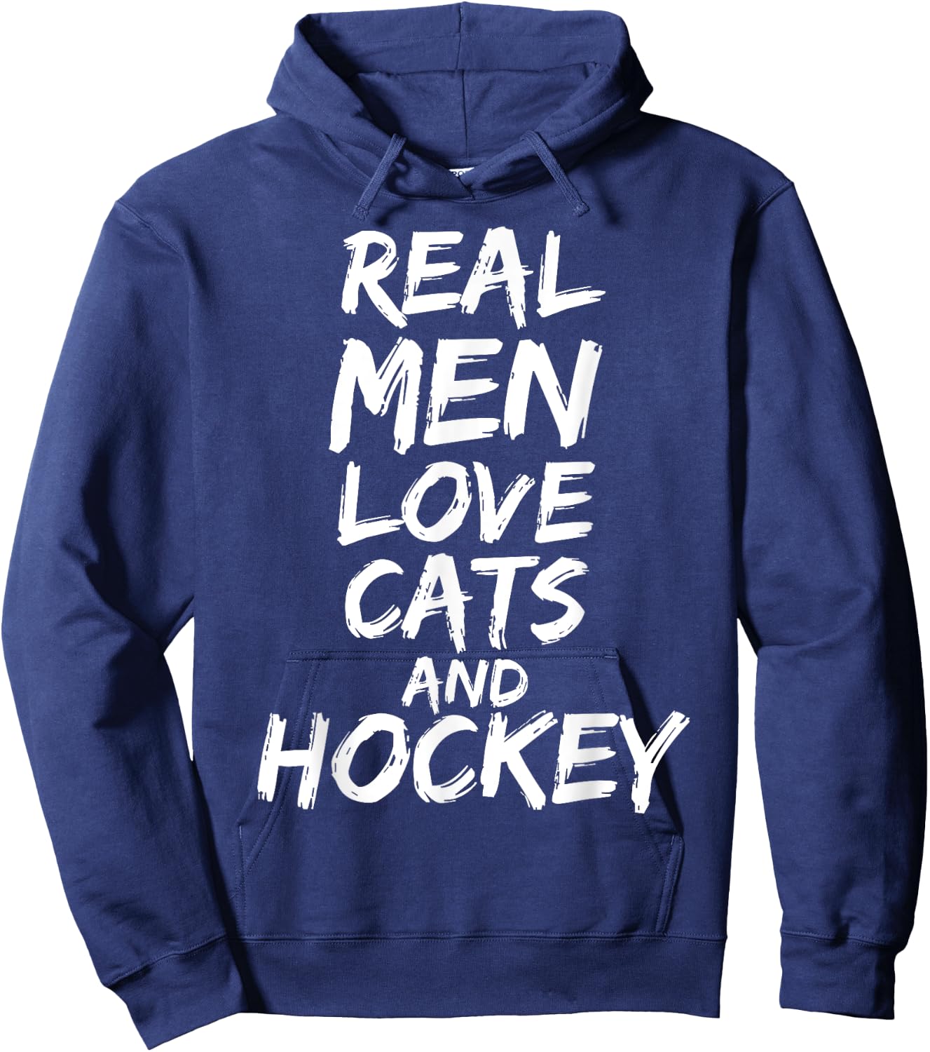 Real Men Love Cats and Hockey Shirt Funny Kitten Lover Shirt Hoodie - Hoodie | Navy