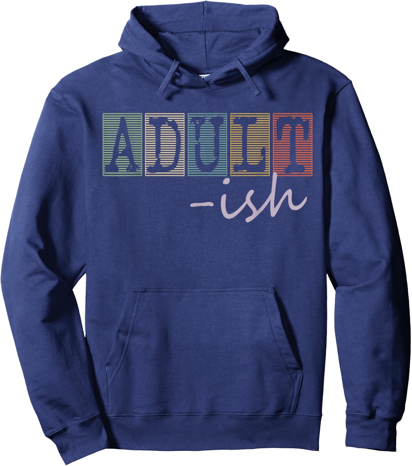 Adultish Funny Sayings Vintage Style Graphic Novelty Hoodie - Hoodie | Navy