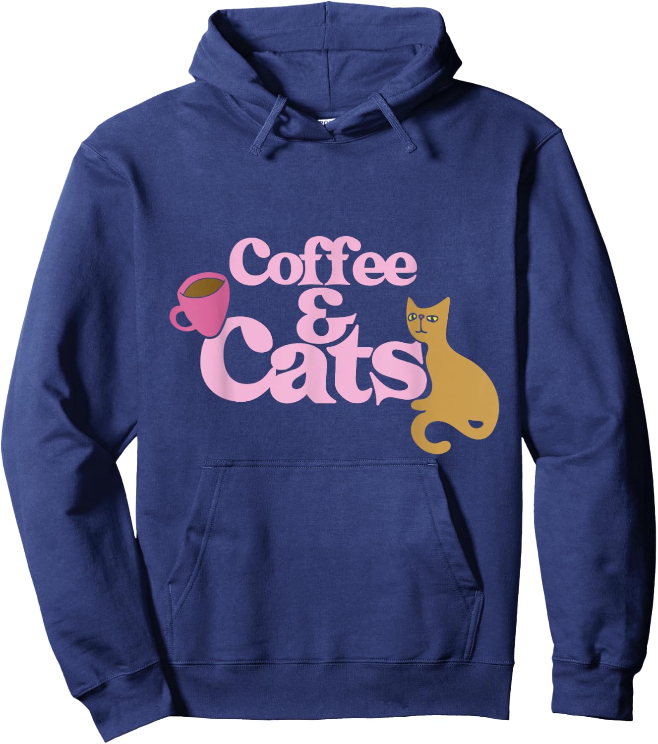 Coffee and Cats shirt cat lovers I love coffee Men Women Girls Kids Hoodie - Hoodie | Navy