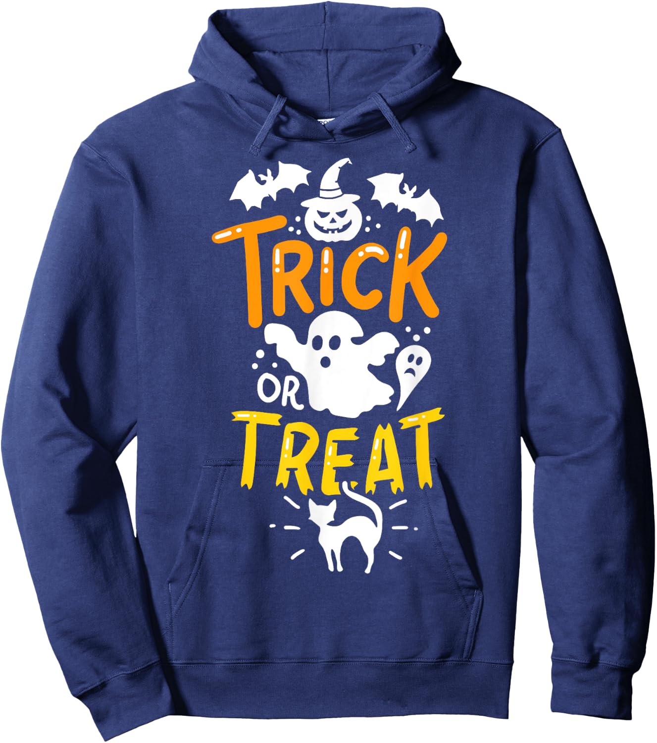 Happy Halloween Shirt Trick Or Treat Party Ghost Bat Hoodie - Hoodie | Navy