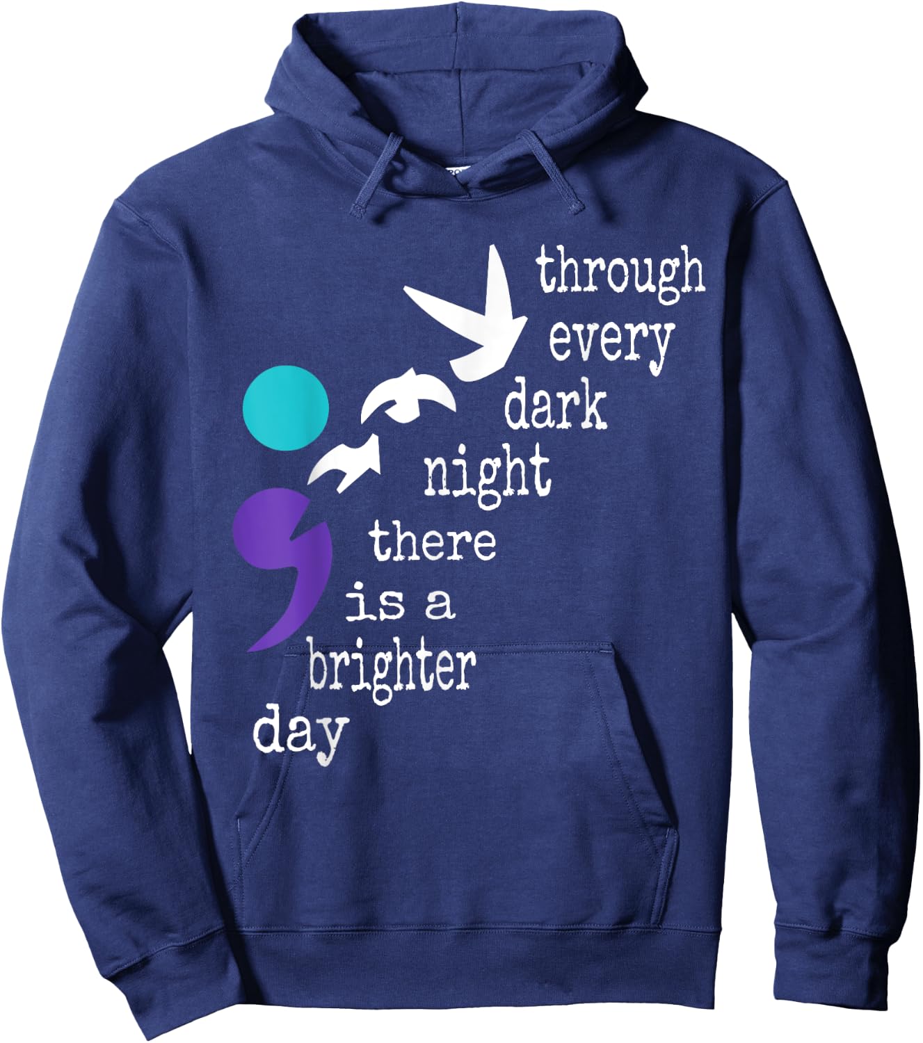 Birds Semicolon Gift Suicide Prevention Awareness Hoodie - Hoodie | Navy