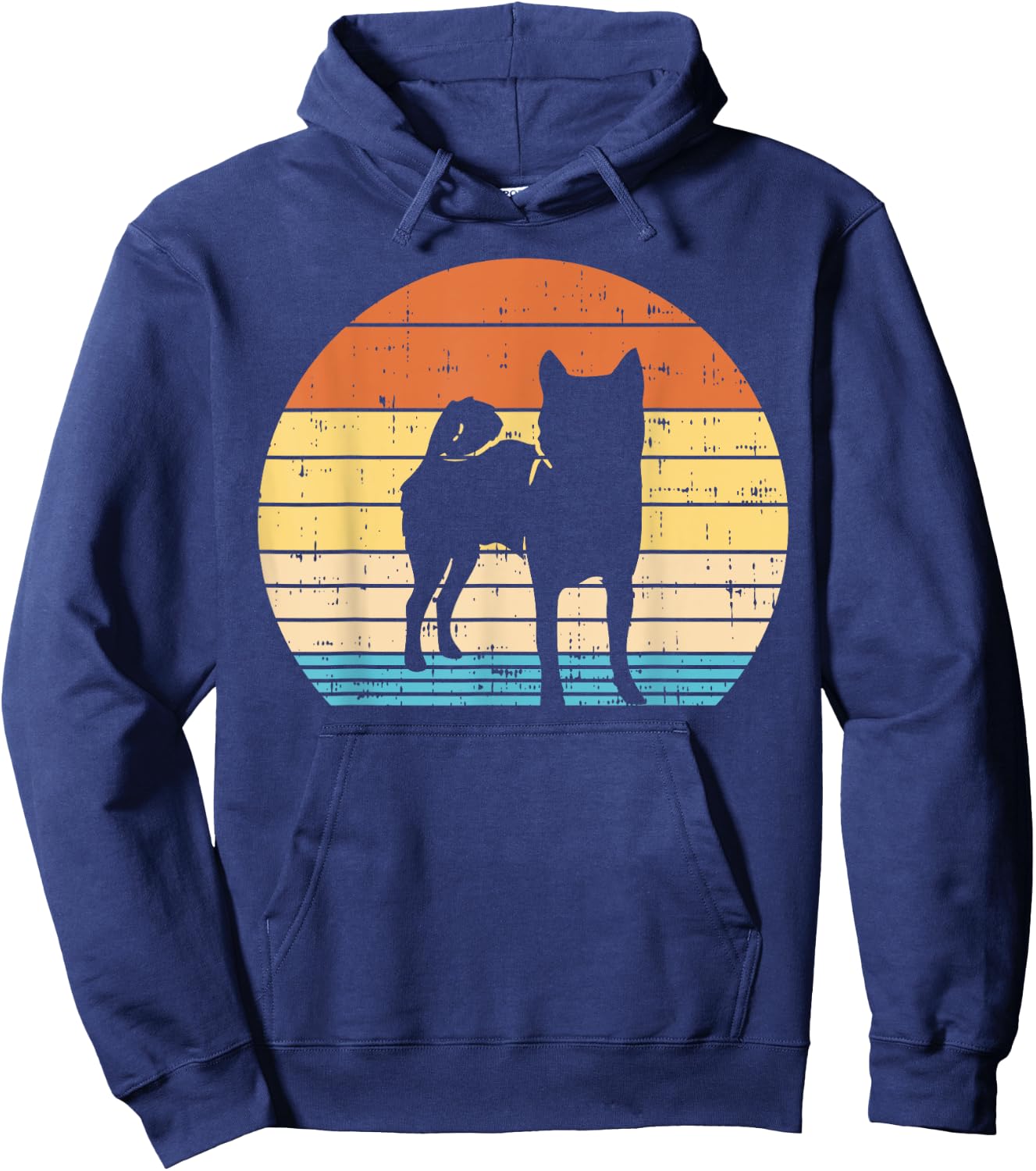 Retro Sunset Shiba Inu Silhouette Vintage Dog Owner Gift Men Women Girls Kids Hoodie - Hoodie | Navy
