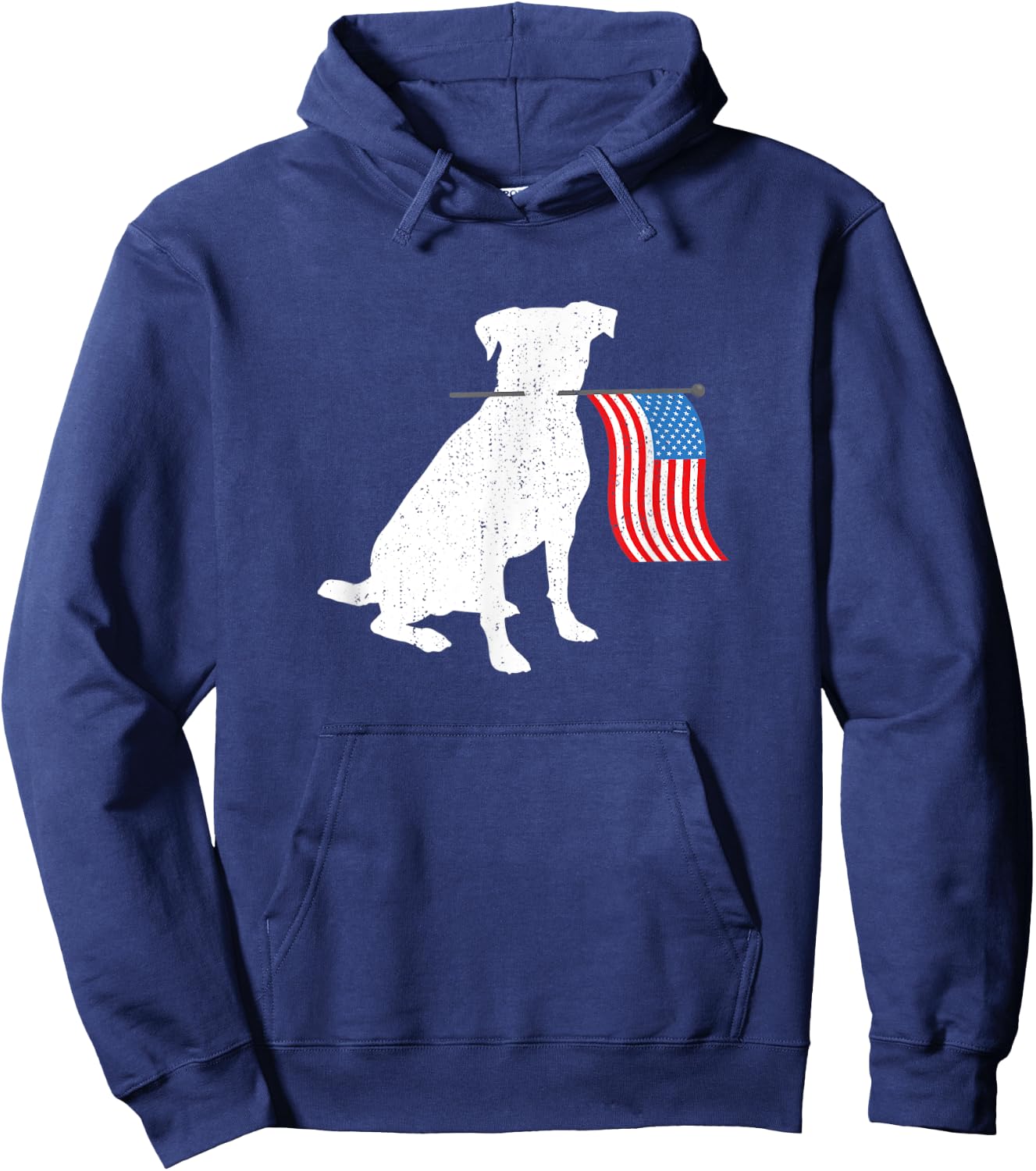 American Labrador Dog Holding July 4th Patriotic USA Flag Women Kids Men Hoodie - Hoodie | Navy