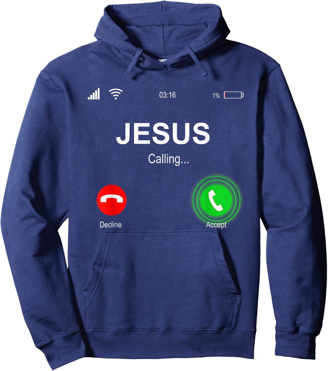 Christian Shirts | JESUS CALLING Funny Accept Decline Jesus Hoodie - Hoodie | Navy