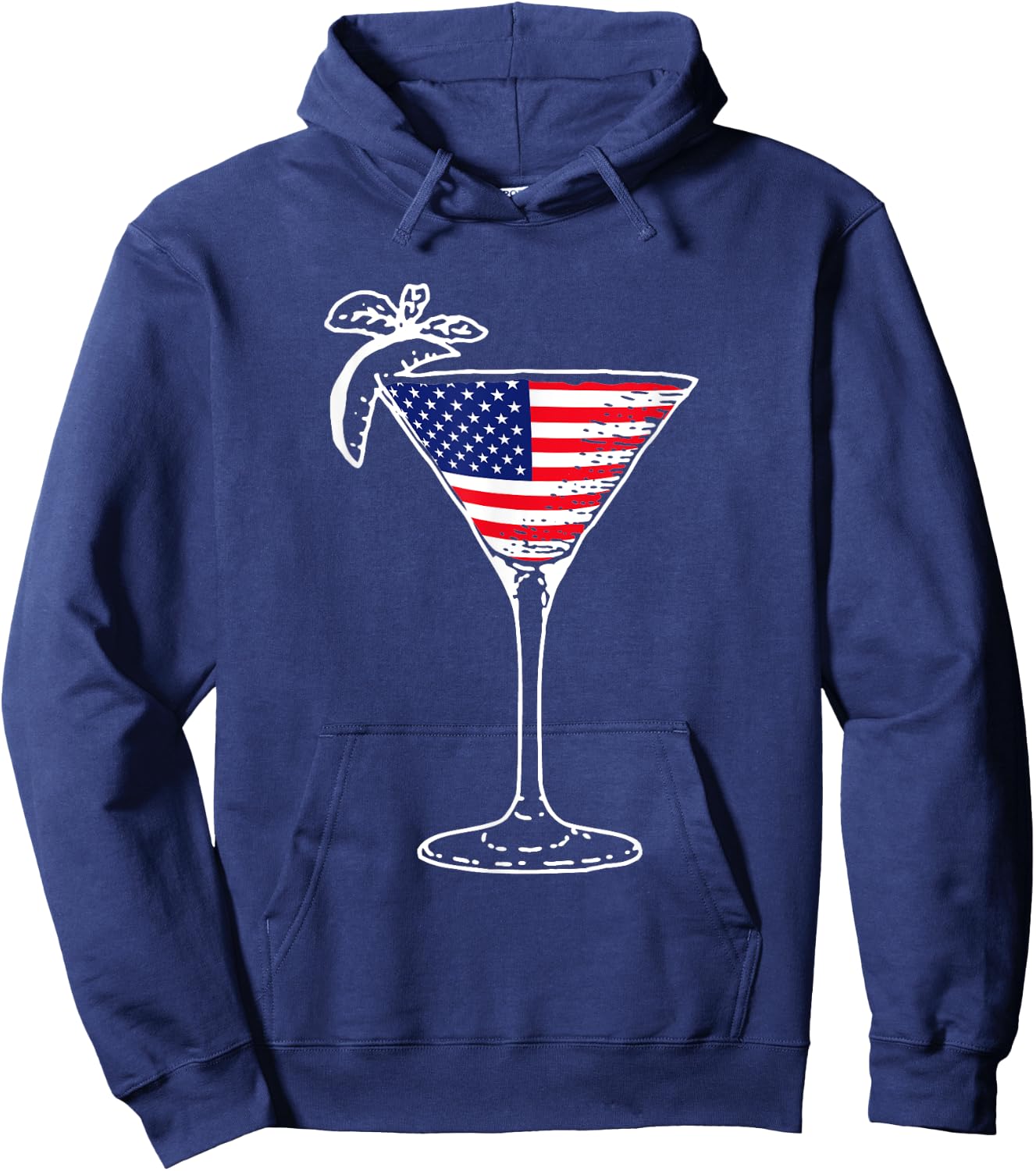 4th of July USA American Flag Martini Cocktail Funny Gift T- Women Men Hoodie - Hoodie | Navy