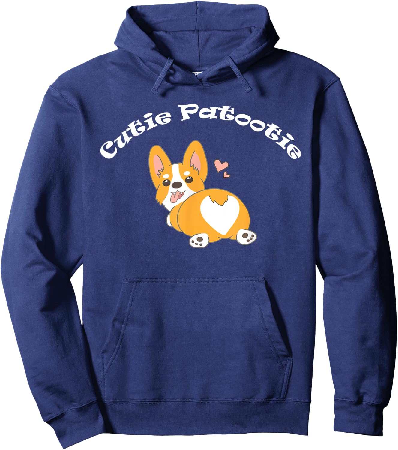 Corgi Shirt - Cutie Patootie Corgi Butt T Shirt Hoodie - Hoodie | Navy