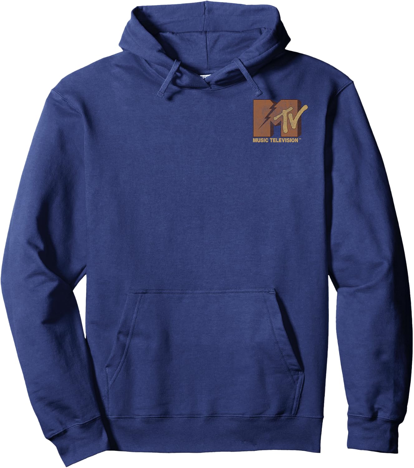 MTV Lightning Bolt Music Television Pocket Logo Hoodie - Hoodie | Navy