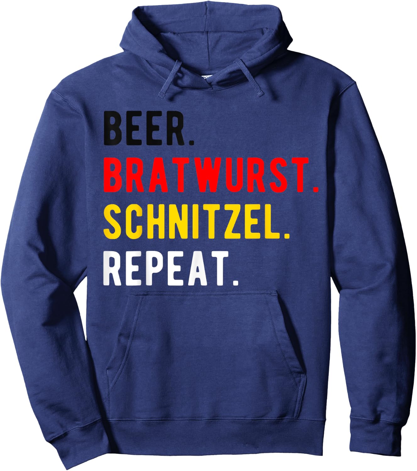 Oktoberfest Funny Beer Bratwurst Schnitzel Repeat Hoodie - Hoodie | Navy