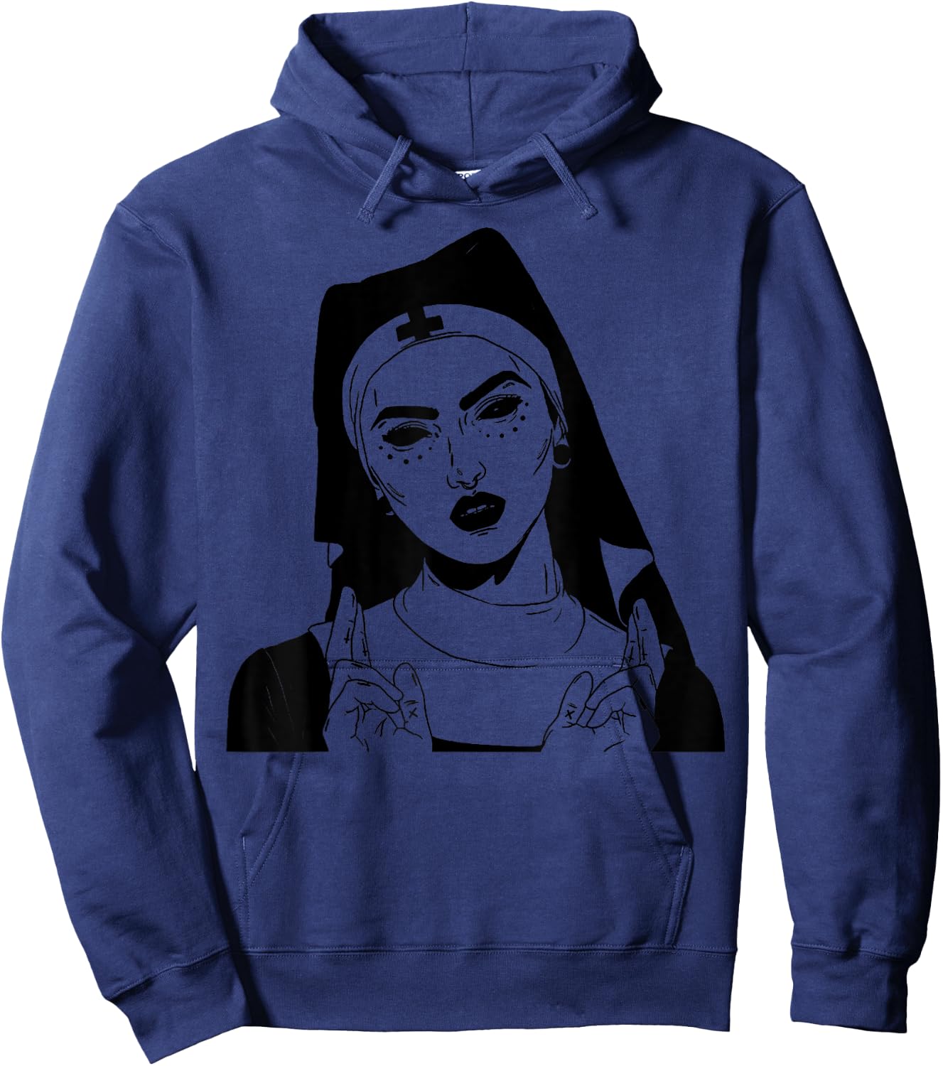 Demonic Satanic Nun Vintage Demon Halloween Party Costume Hoodie - Hoodie | Navy