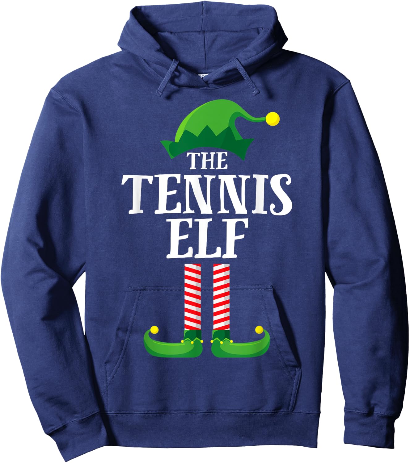 Tennis Elf Matching Family Group Christmas Party Pyjamas Hoodie - Hoodie | Navy