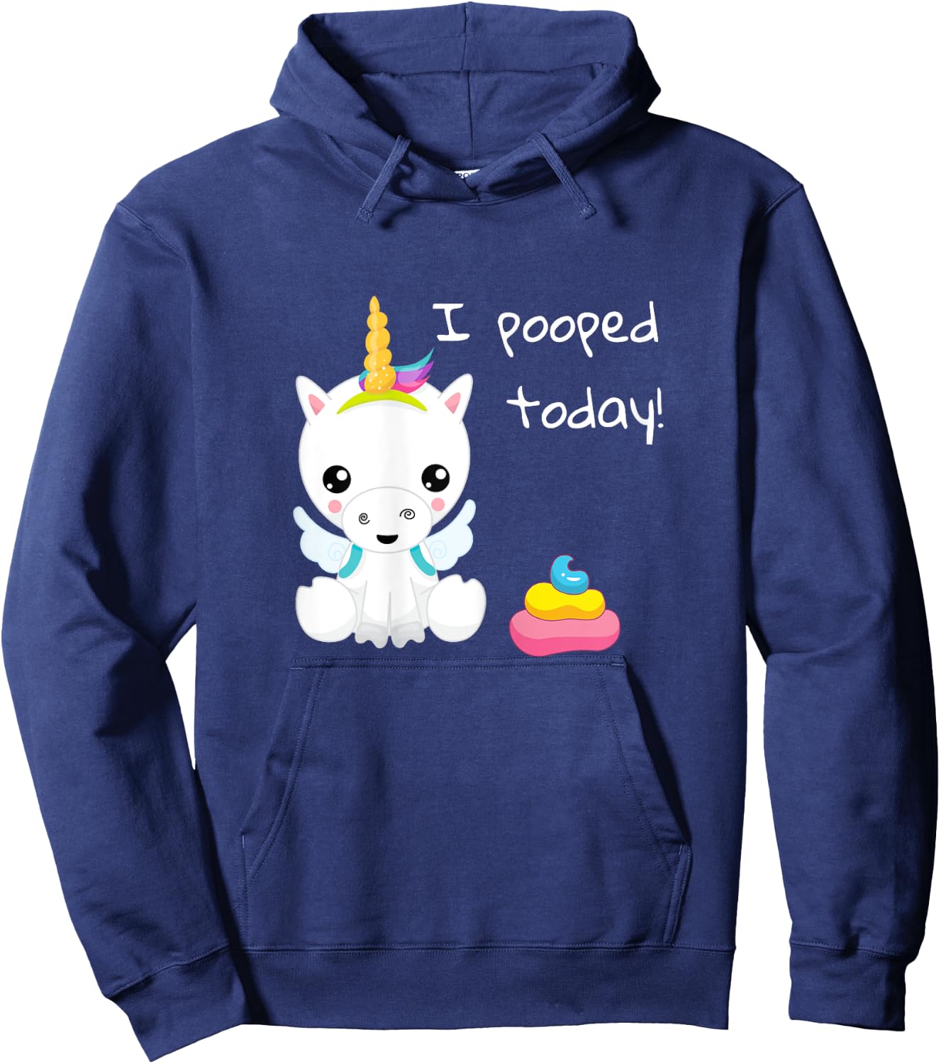 I pooped today cute white unicorn Hoodie - Hoodie | Navy