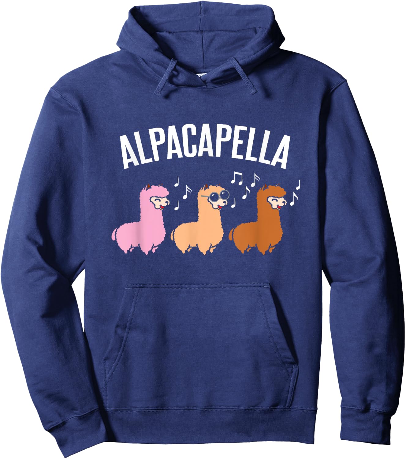 Alpacapella Cute woolly Acapella Alpaca Musician Hoodie - Hoodie | Navy