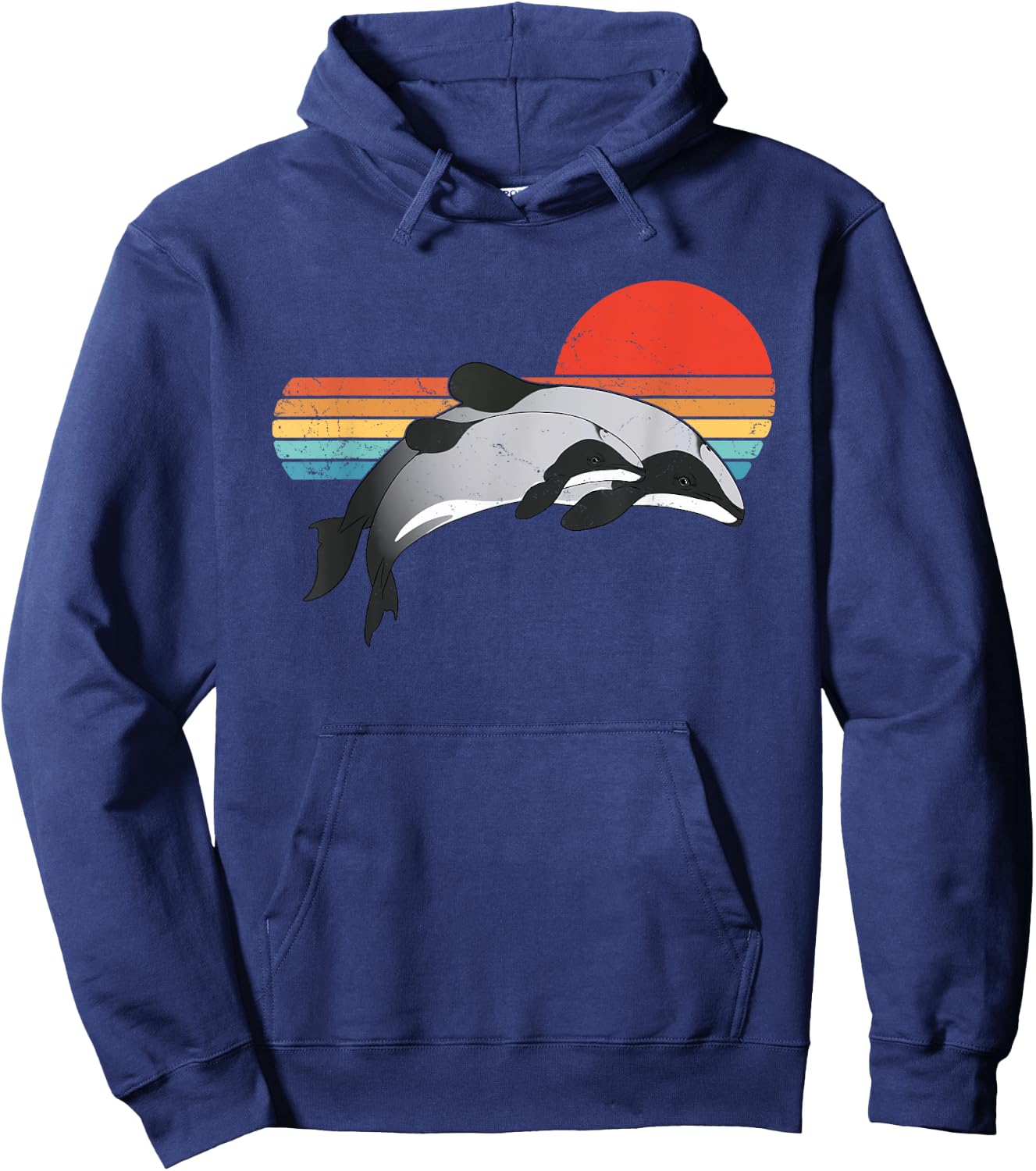 Maui Dolphin Hector's Dolphin vintage sunset Hoodie - Hoodie | Navy