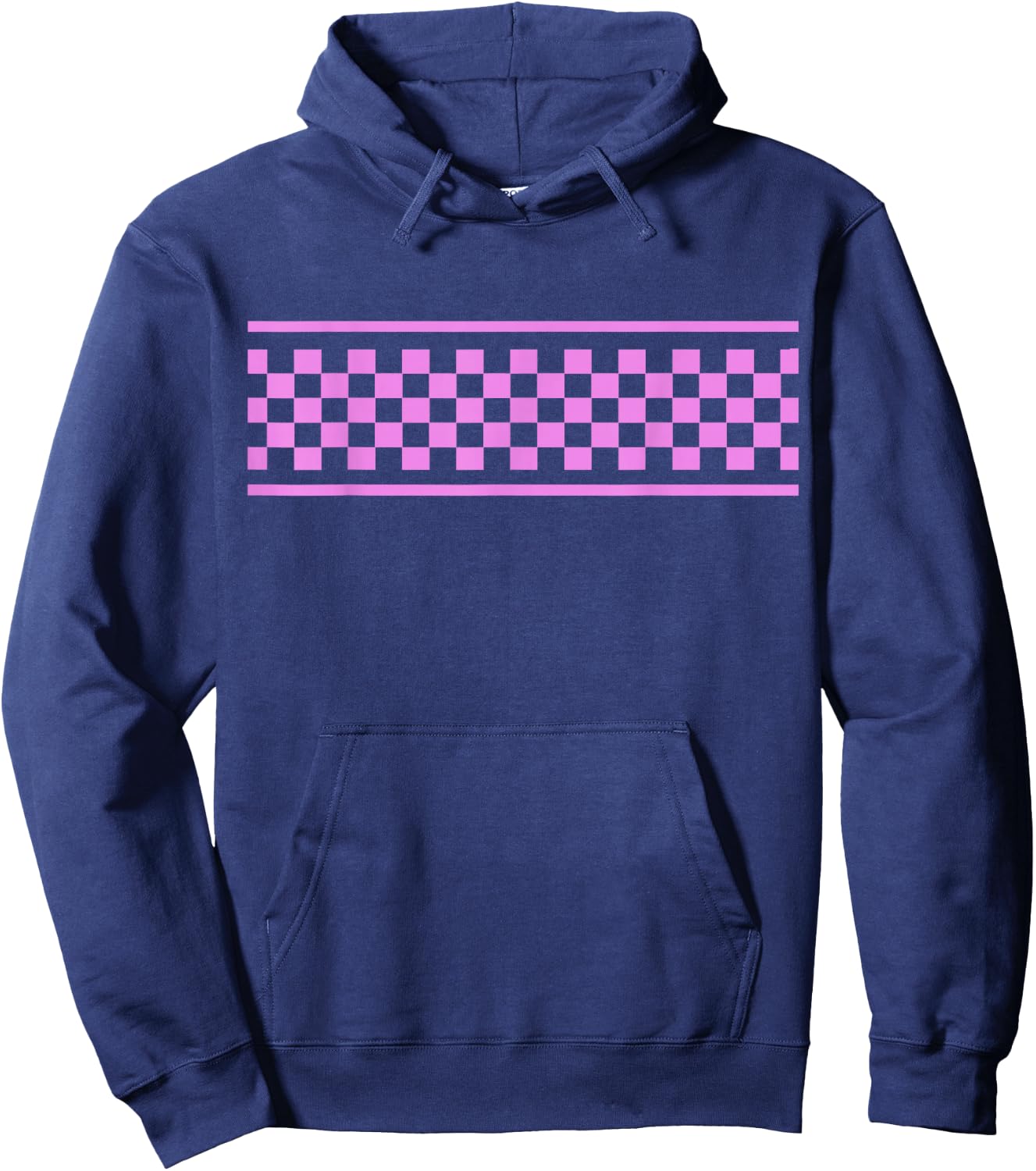 Pink Checker Pattern Checkerboard Skater Surfer Style Teens Hoodie - Hoodie | Navy