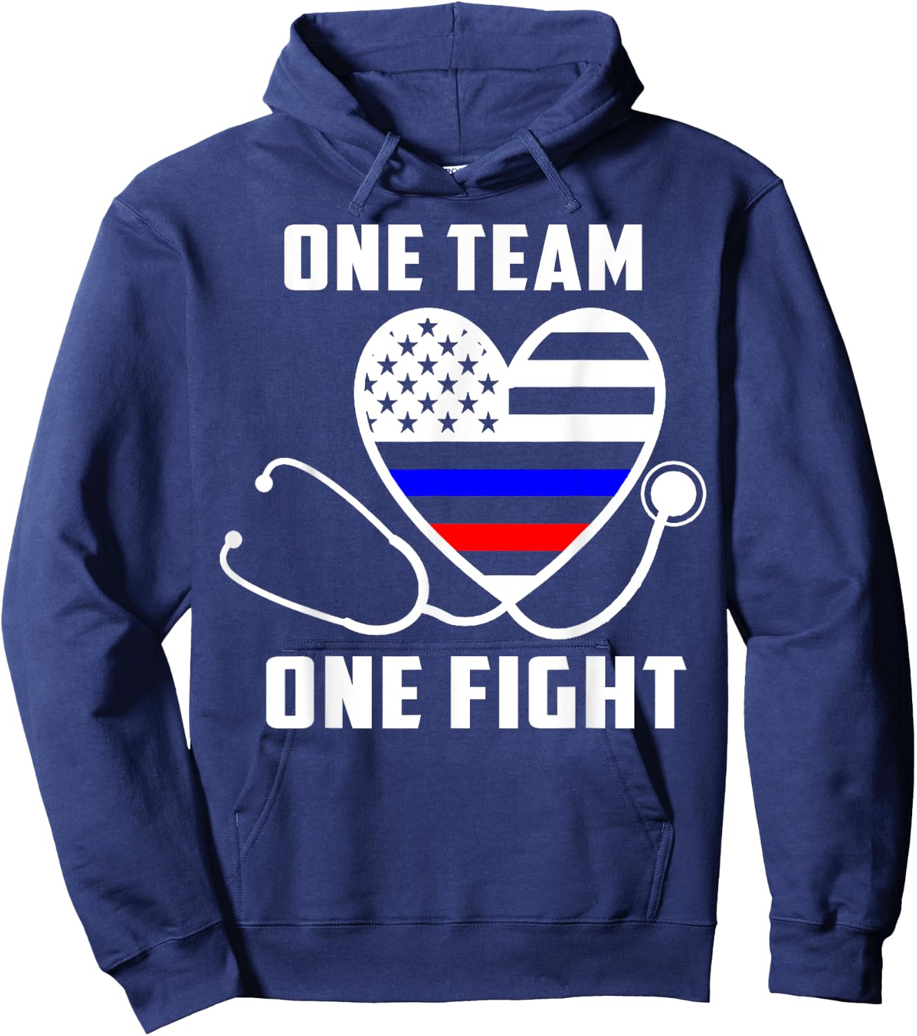 One Team One Fight - Nurse Support Police & Firefighter Shir Hoodie - Hoodie | Navy