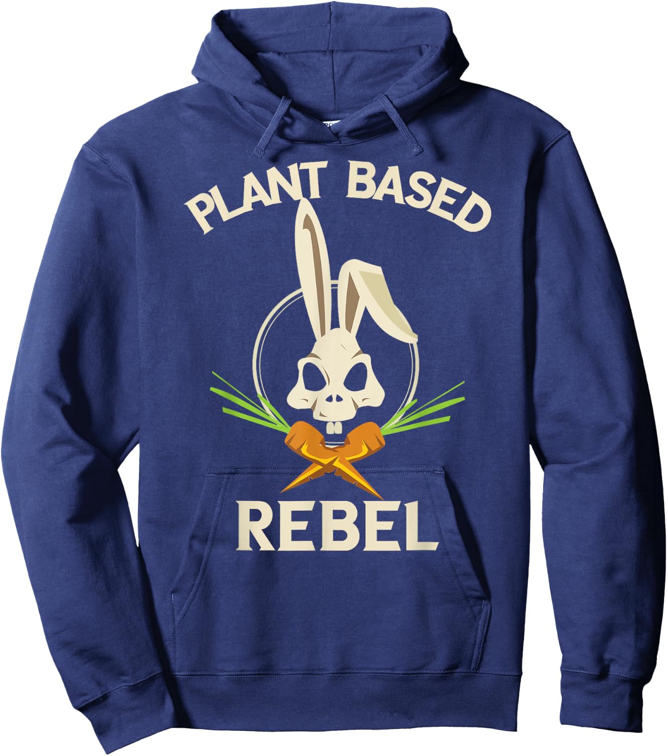 Plant Based Rebel Funny Vegan Vegetarian Bunny Gift Hoodie - Hoodie | Navy