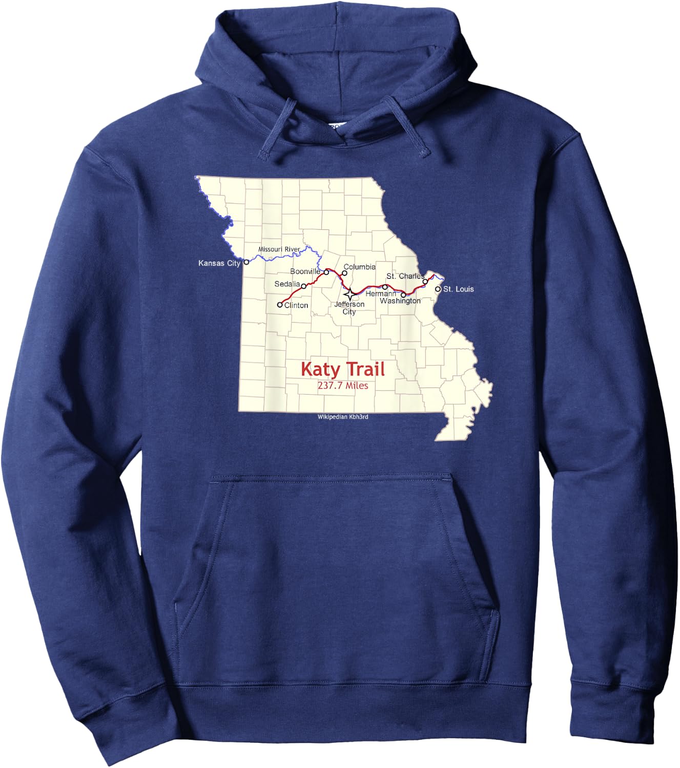 Katy Trail Route Map Hoodie - Hoodie | Navy