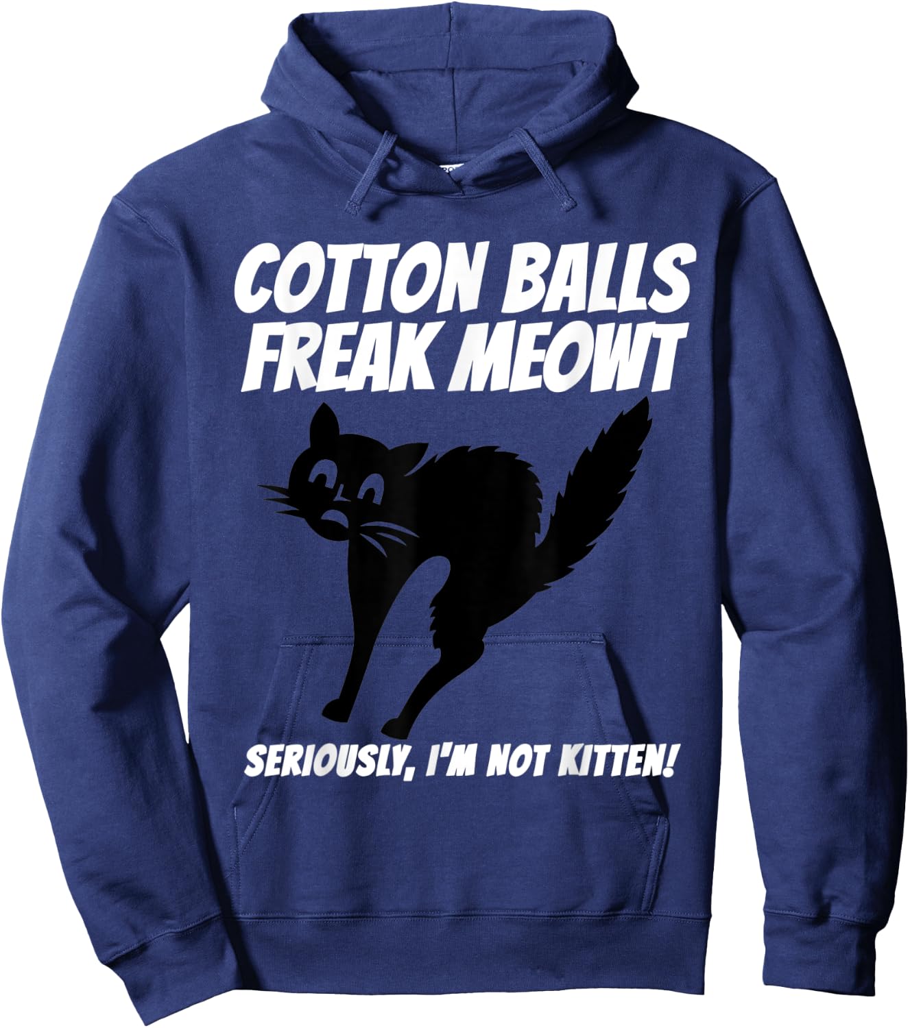 Funny Black Cat Pun Freak Meowt Quote Cotton Balls Phobia Hoodie - Hoodie | Navy