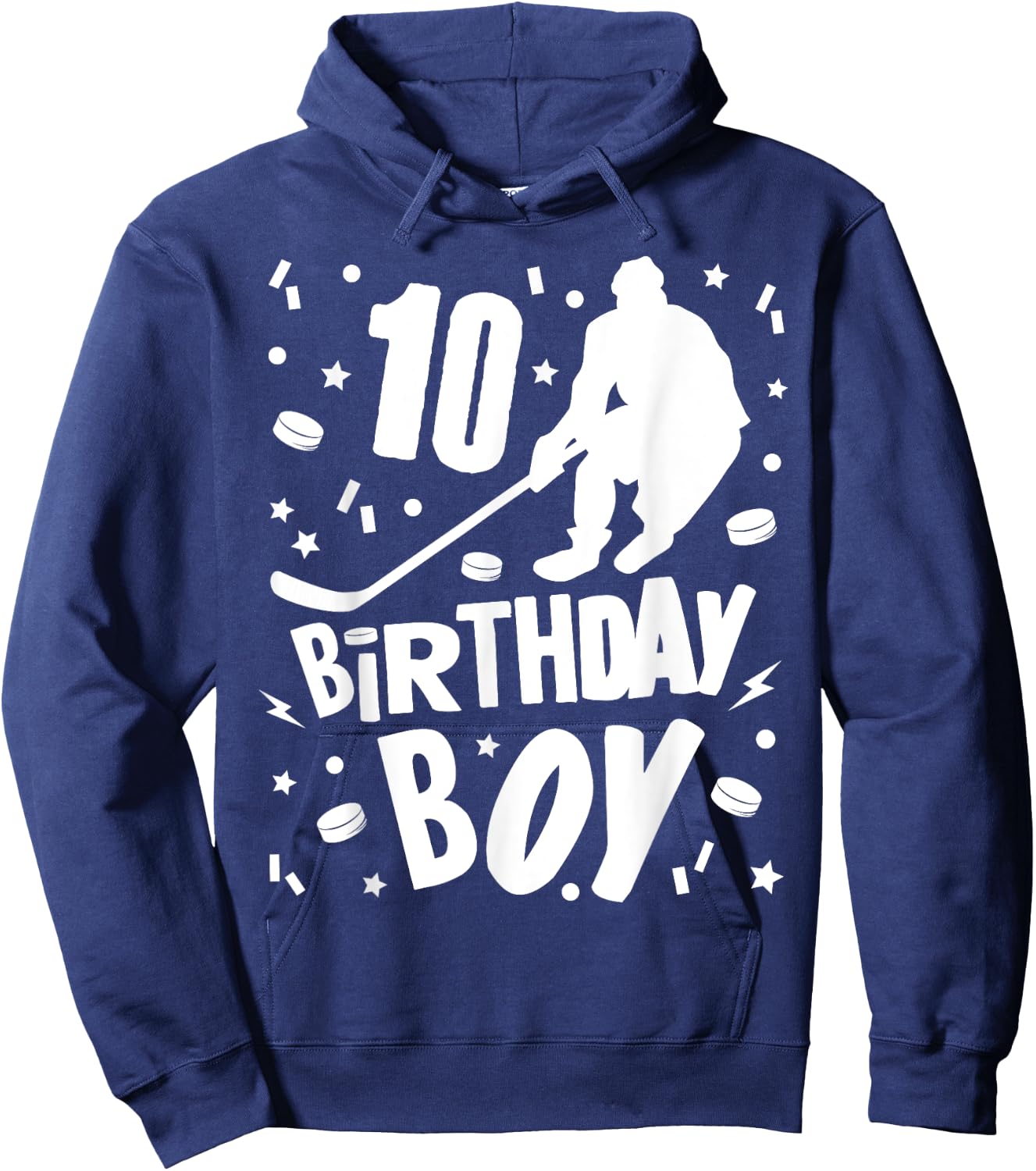 10th Birthday Boy Ice Hockey Kids 10 Years Old Party Gift Hoodie - Hoodie | Navy