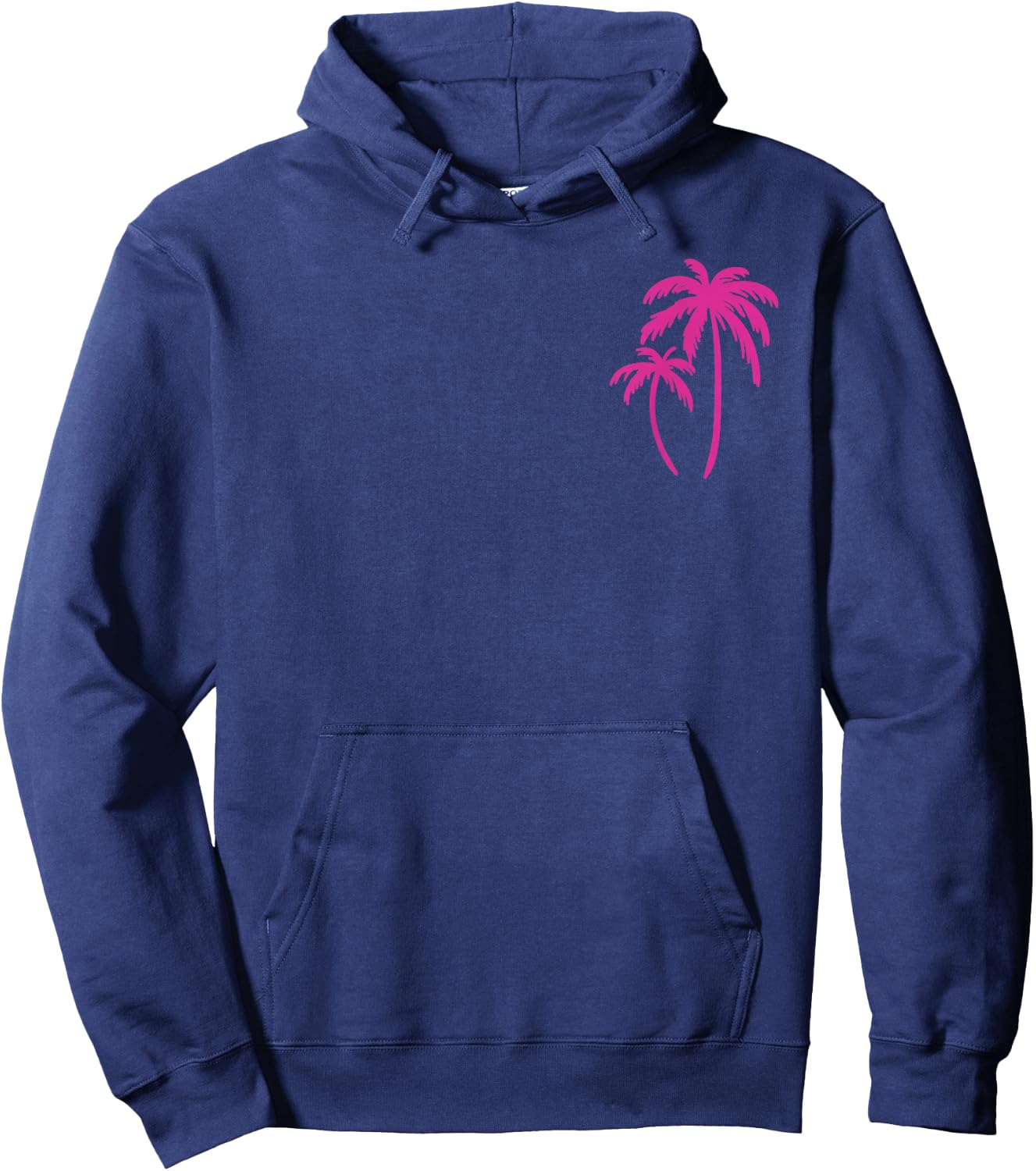 Pink Pocket Palm Tree Cute Hawaiian Summer Vacation Gift Hoodie - Hoodie | Navy