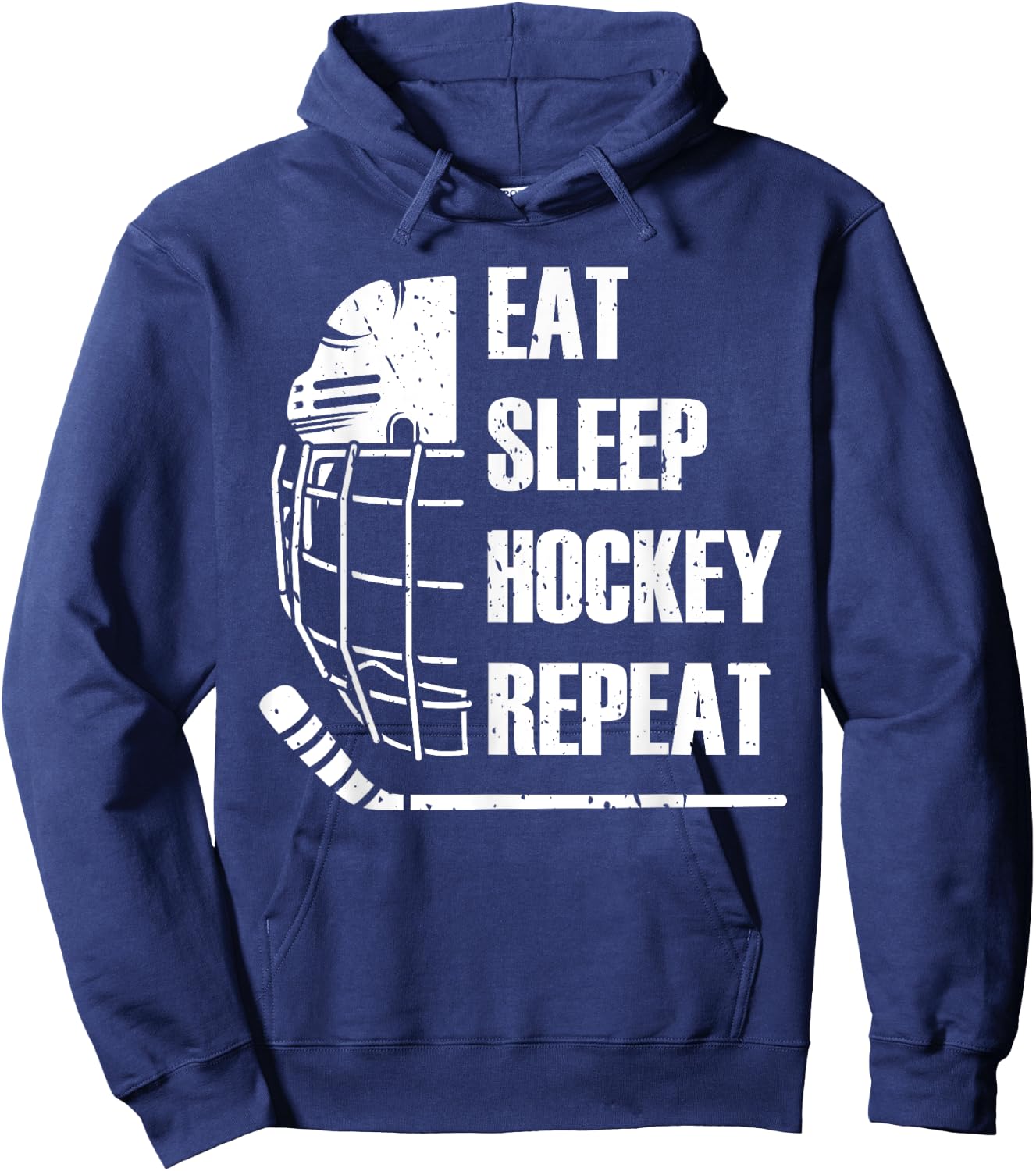 Eat Sleep Hockey Repeat Funny Mask Stick Ice Hokey Player Hoodie - Hoodie | Navy