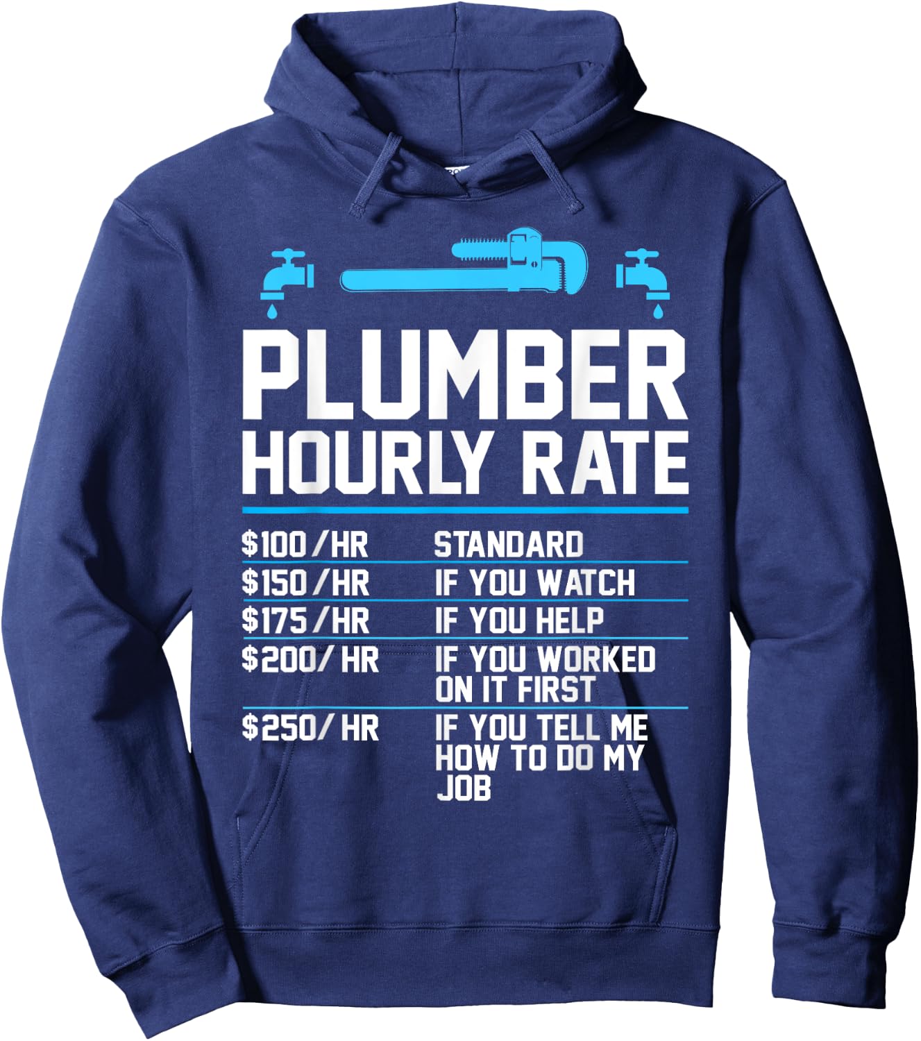 Plumber Hourly Rate - Funny Plumbing Hoodie - Hoodie | Navy