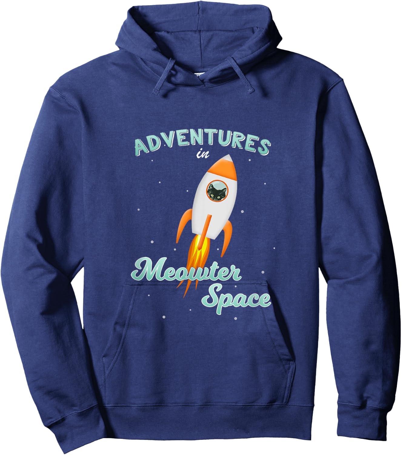 Cat Space Shirt Rocket Ship Outer Space Adventure Hoodie - Hoodie | Navy