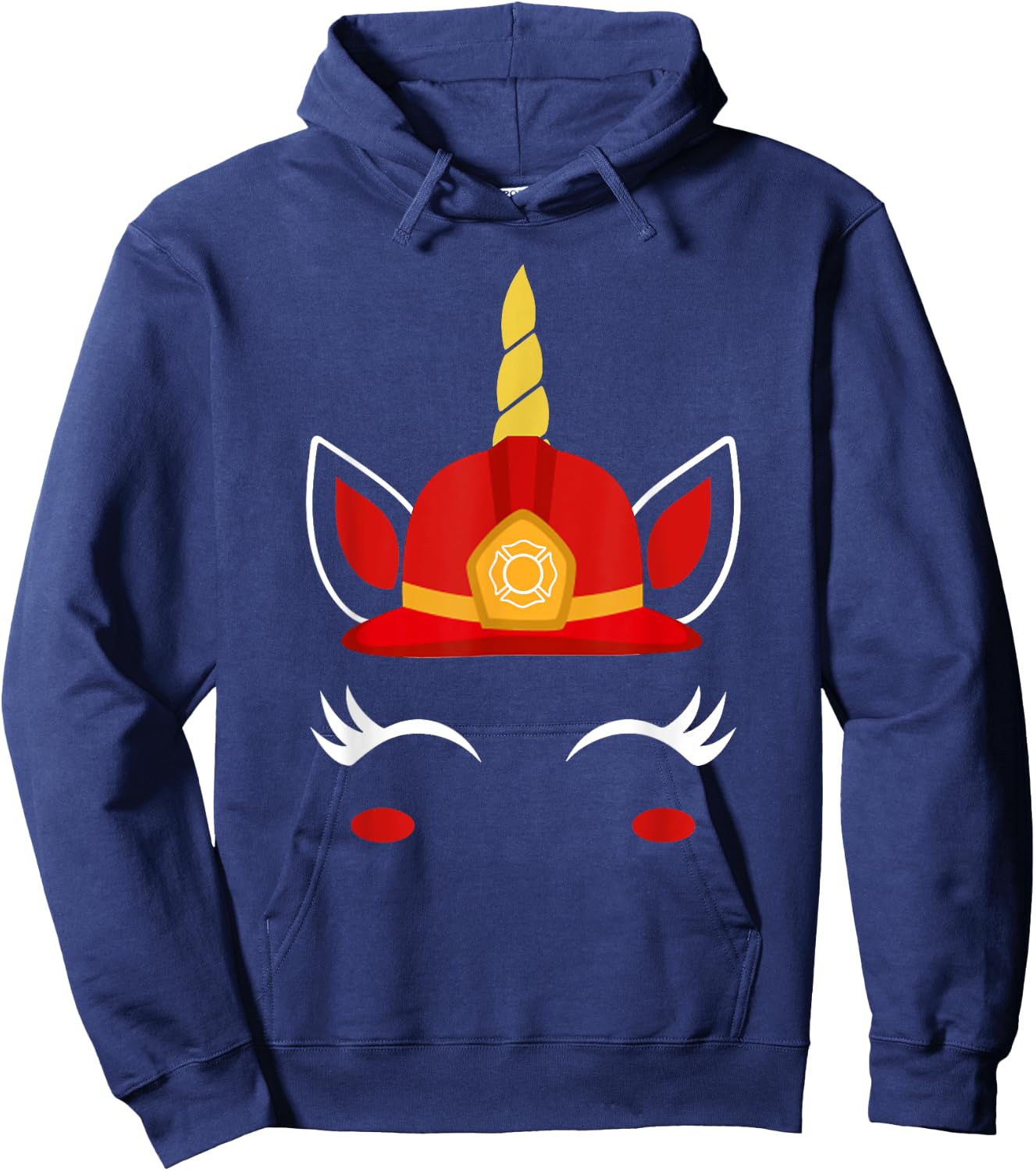 Unicorn Firefighter-Funny Fireman Birthday Party Hoodie - Hoodie | Navy