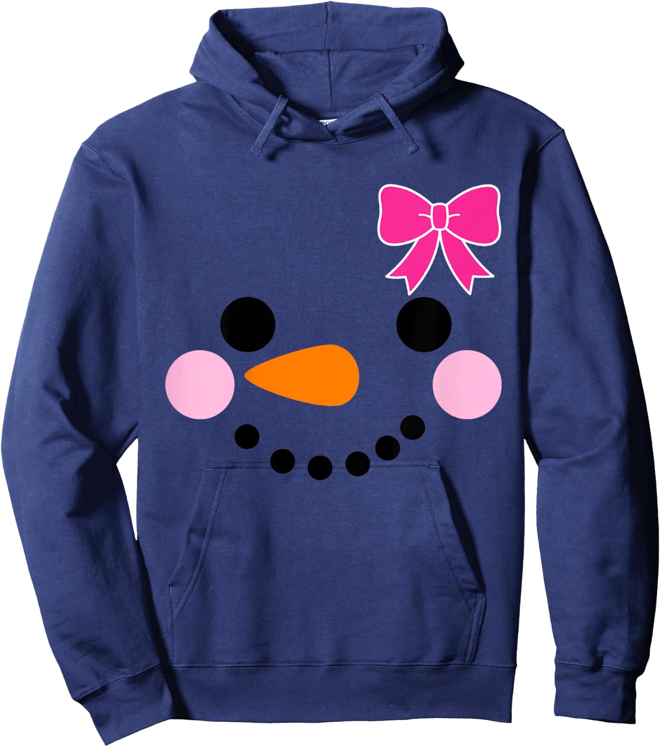 Toddler Snowman with Bow for Girls Christmas Hoodie - Hoodie | Navy