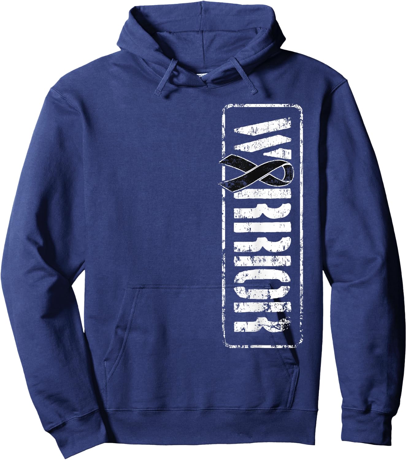 Melanoma Skin Cancer Awareness - Military Warrior Ribbon Hoodie - Hoodie | Navy