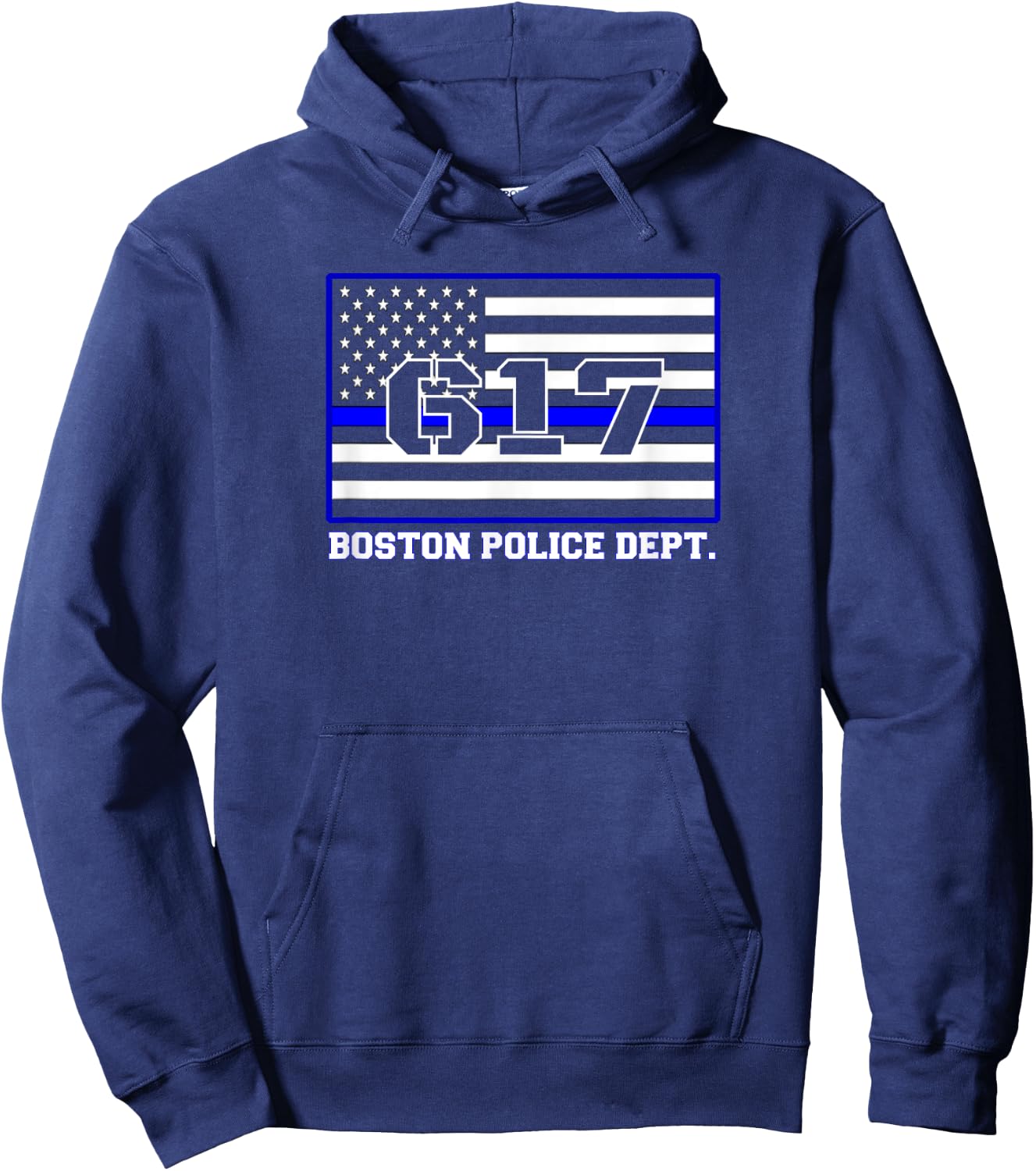 City Boston Massachusetts Police Officer USA Flag Code 617 Hoodie - Hoodie | Navy
