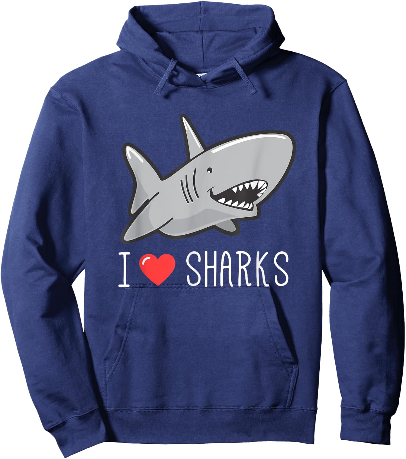 I Love Sharks for Kids and Adults Marine Life Hoodie - Hoodie | Navy