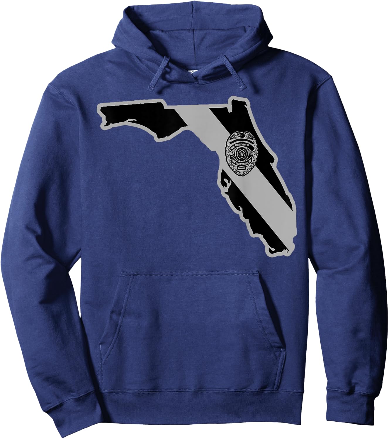 Florida Correctional Officer Thin Silver Line Florida Shirt Hoodie - Hoodie | Navy