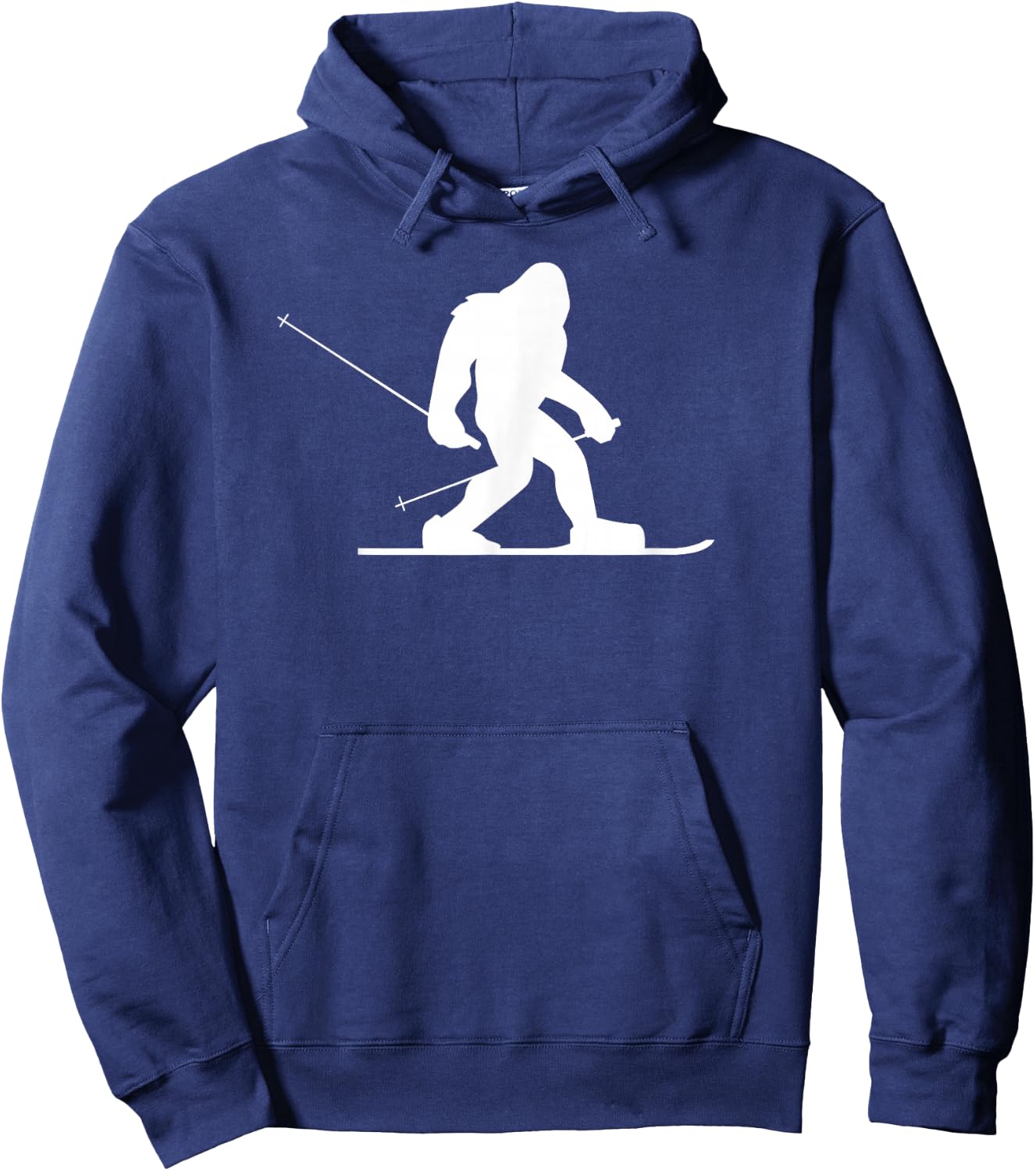 Skiing Bigfoot Shirt, Funny Cute Sasquatch Ski Winter Gift Hoodie - Hoodie | Navy