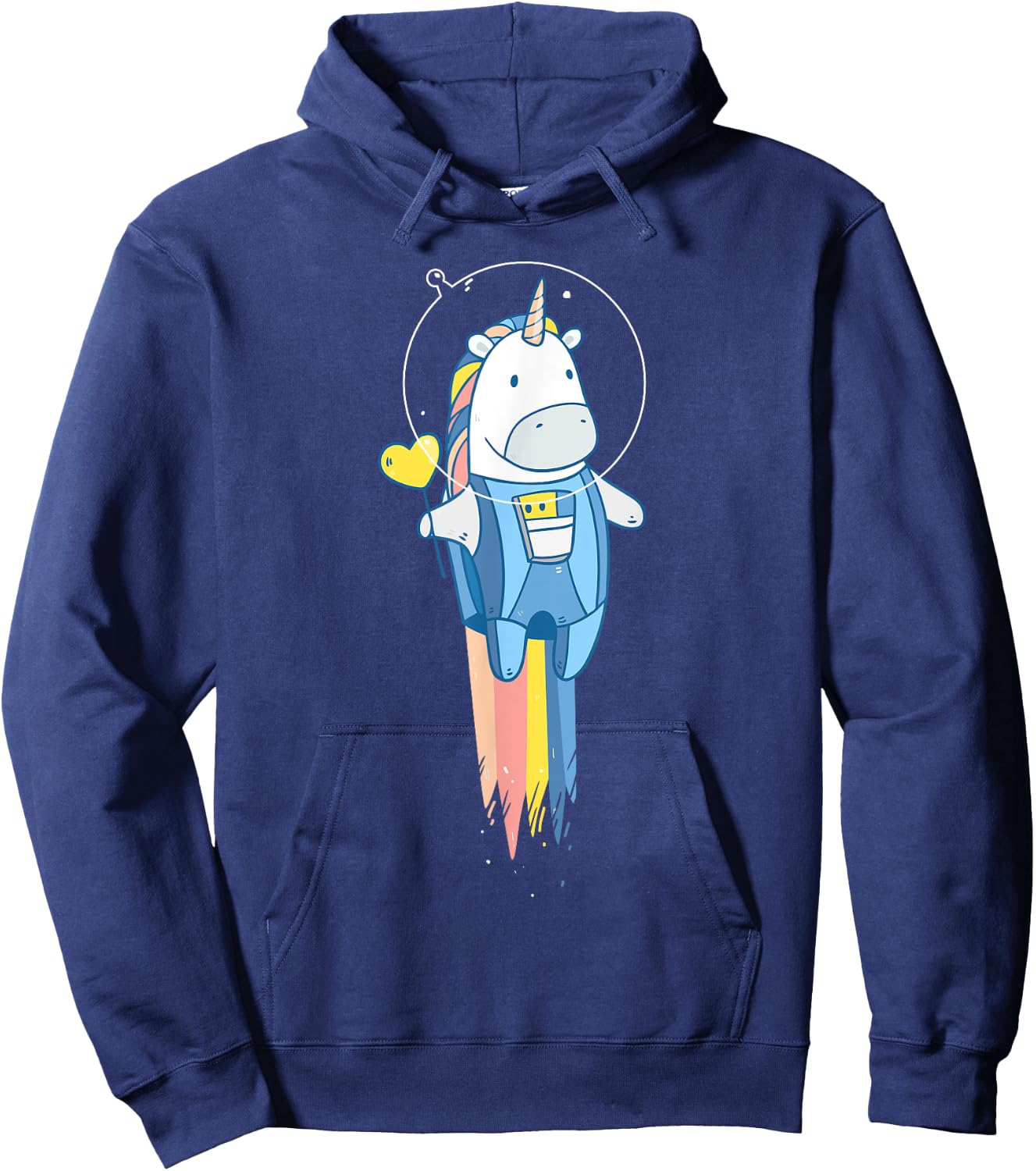 Space Unicorn - Flying Astronaut Stars and Rainbow Hoodie - Hoodie | Navy