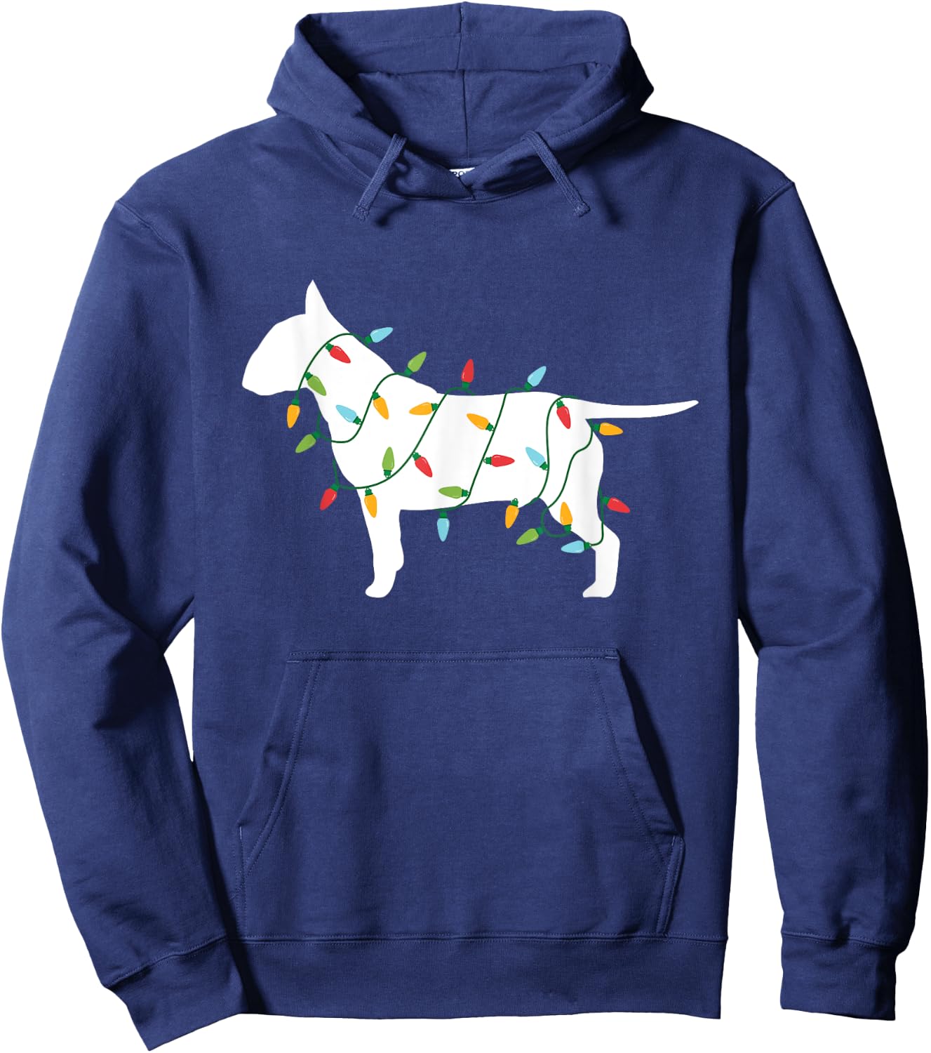 Christmas Lights Bull Terrier T Shirt Gifts for Dog Lovers Men Women Kids Hoodie - Hoodie | Navy