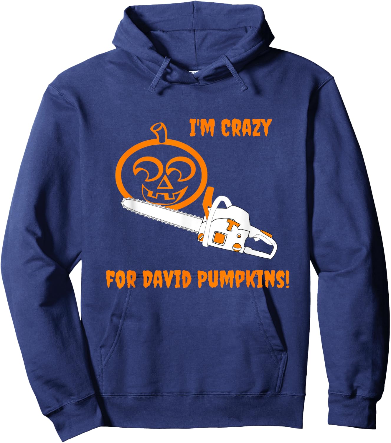 David S Pumpkins Any Questions Chainsaw Crazy Hoodie - Hoodie | Navy