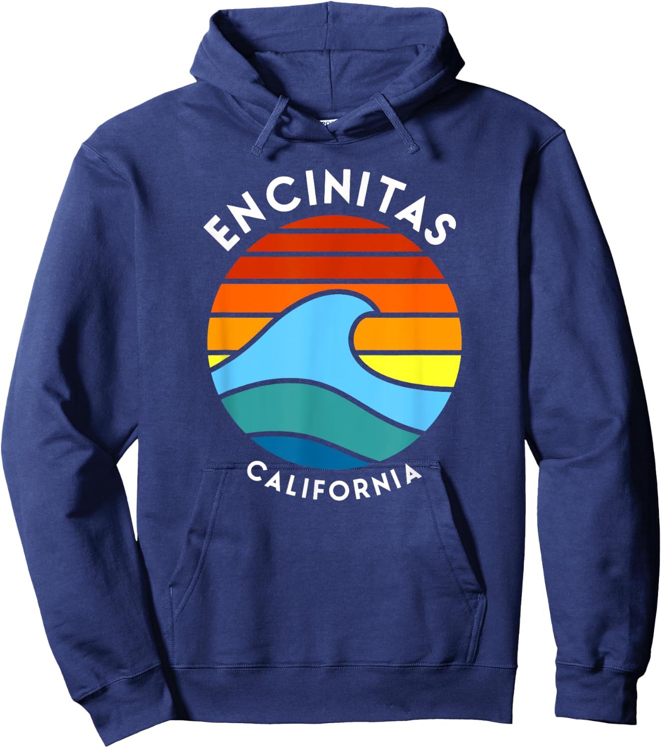 Encinitas California Retro Wave 80s Hoodie - Hoodie | Navy
