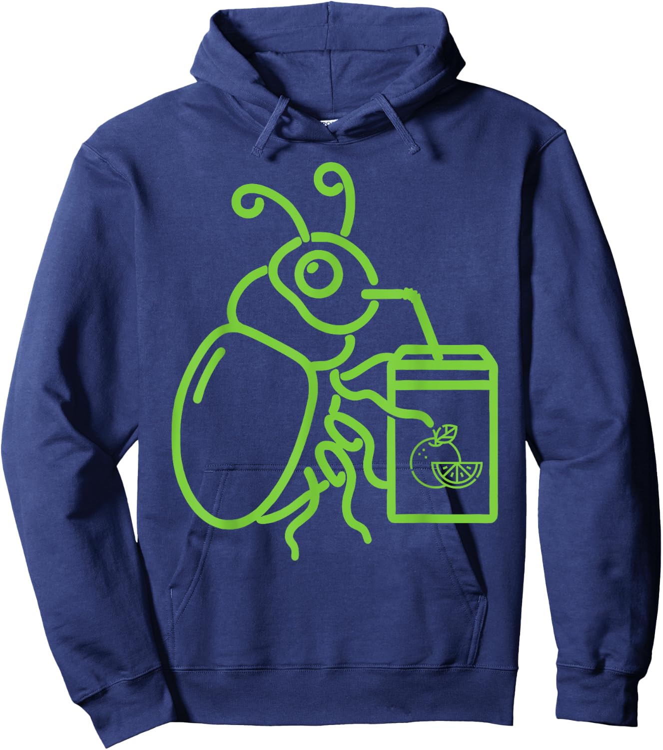 Funny Halloween Graphic Green Halloween Beetle drink Juice Hoodie - Hoodie | Navy