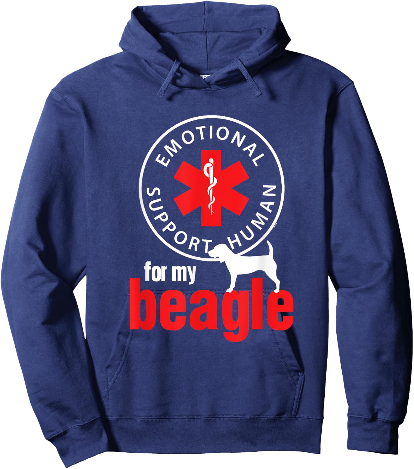 Emotional Support Human for my Beagle - Dog Lover Shirt Hoodie - Hoodie | Navy