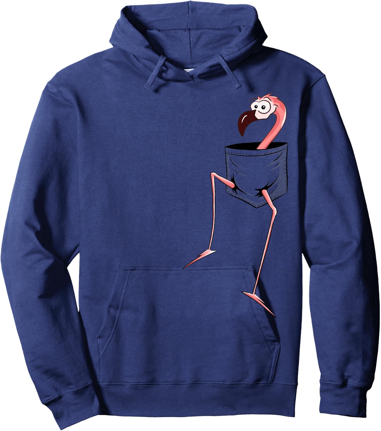 For Flamingo-Lovers l Fancy Pink Flamingo In A Pocket Hoodie - Hoodie | Navy