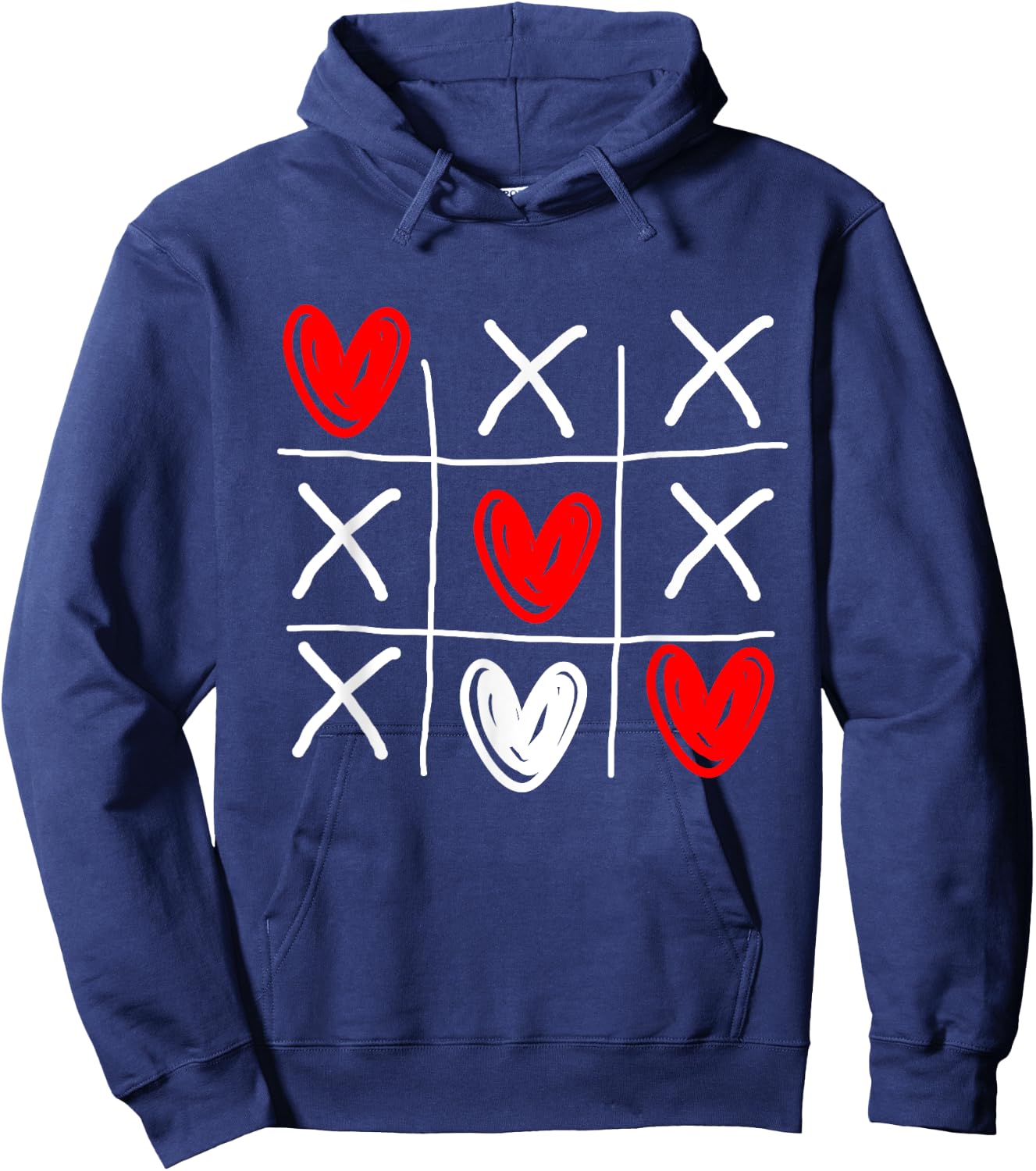 Tic Tac Toe Valentine's Day Love Heart In Love Couple Gift Hoodie - Hoodie | Navy