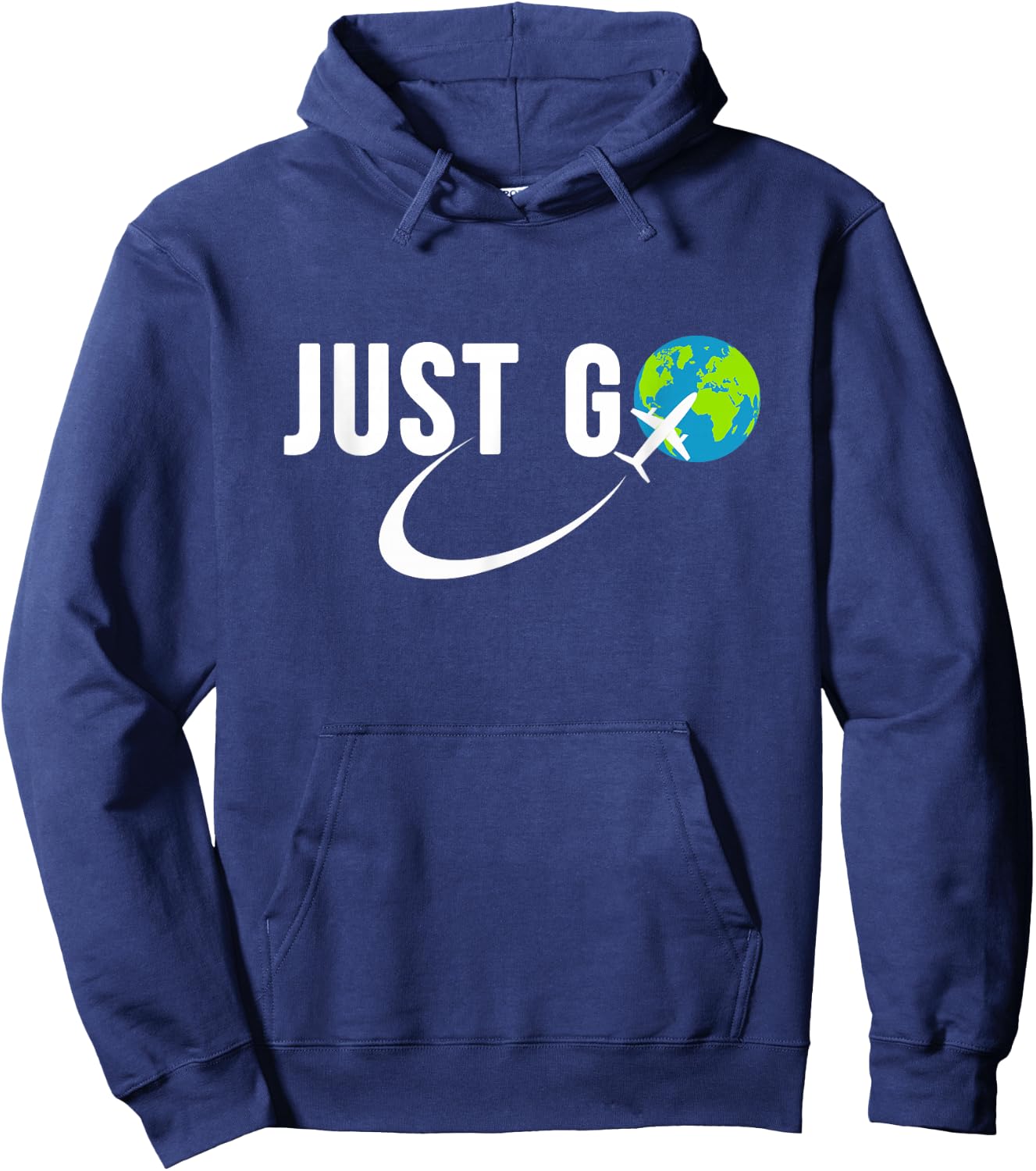 Just Go Travel Addict Globe Airplane World Solo Traveler Hoodie - Hoodie | Navy