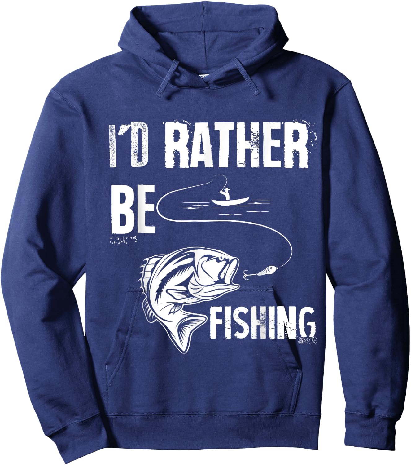 I'd Rather Be Fishing Funny Hoodie - Hoodie | Navy