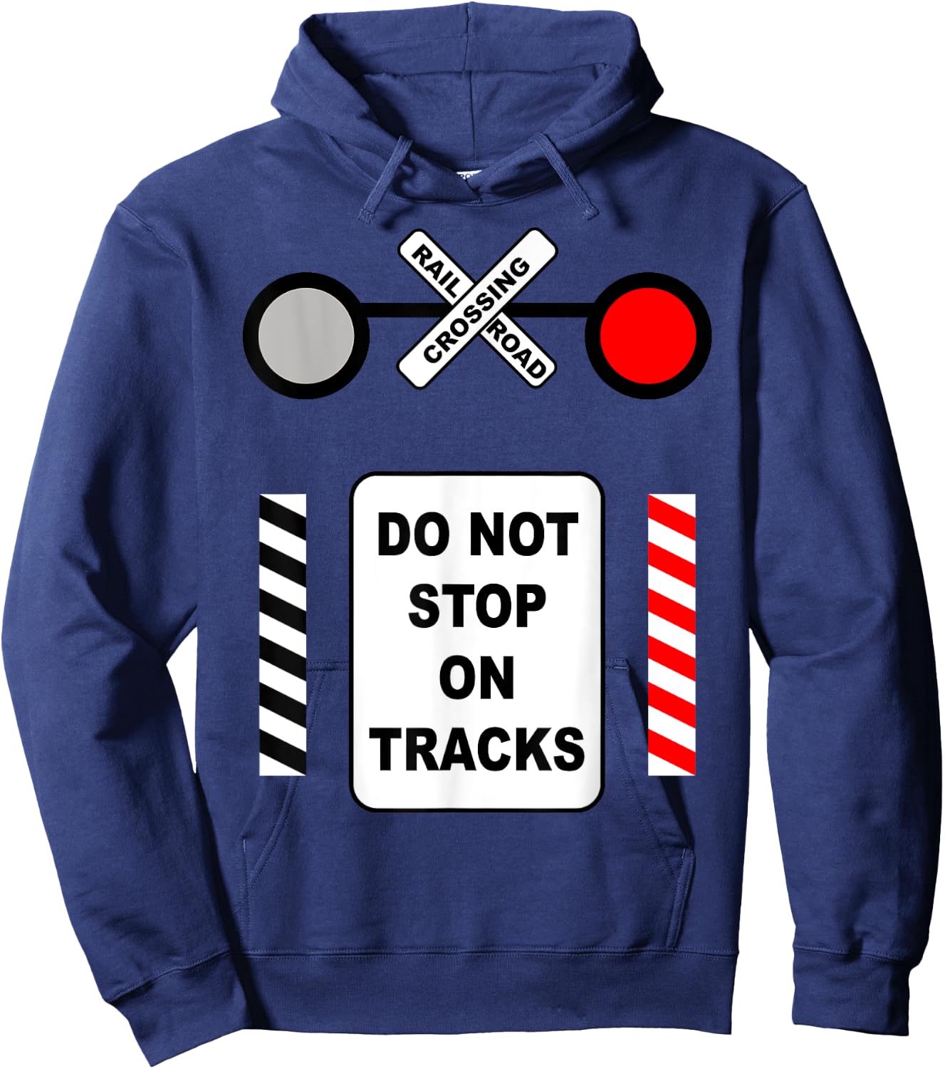 Railroad Crossing Sign Halloween Costume Railway Train Hoodie - Hoodie | Navy