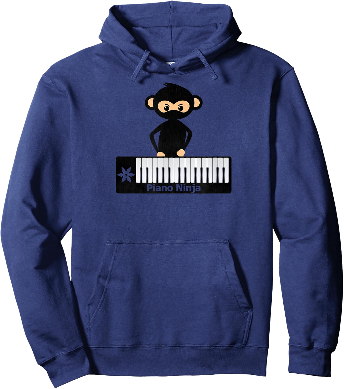 Cute Funny Monkey Ninja Piano Player Keyboard Keys Hoodie - Hoodie | Navy